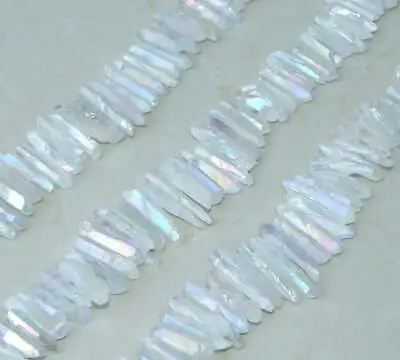 Clear AB Titanium Quartz Crystal Points Strand Raw Rough Pendant Beads Healing • $22.95