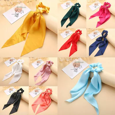 NEW Elastic Ponytail Scarf Bow Hair Head Band Tie Scrunchie Silk Bowknot Tie • $2.65