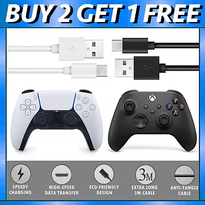 2M 1M Long USB Charging Charger Cable Lead For PS5 XBOX Series X Controller • £2.49