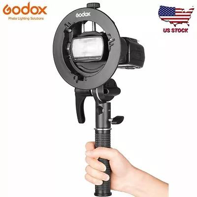 GODOX S2 Speedlite Bracket Bowens Mount Holder + Cold Shoe Flash Mount For Godox • $35.99