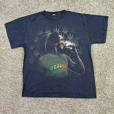 Vintage Y2K Rare Bob Marley Reggae Weed Tee Size Large Music Band T-shirt • $29.99