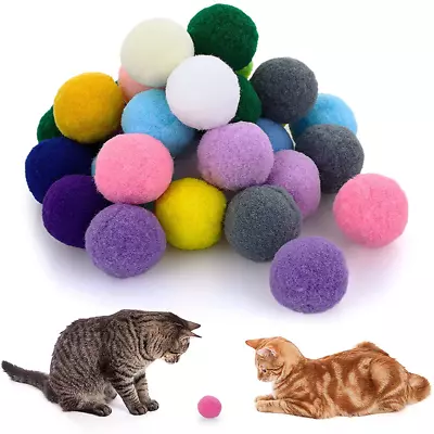 30Pcs 3Cm Cat Toy Balls Soft Kitten Pom Pom Toys For Indoor Cats Playing Ball • $10.75