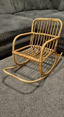 Vintage Bamboo Cane Rocking Chair Seat-  Child's Teddy Bear Rocking Chair • £35