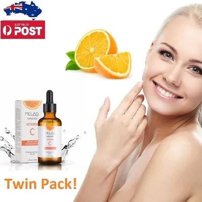 $21 • Buy Pure 20% Vitamin C E & 100% Hyaluronic Acid Anti Aging Facial Serum (Twin Pack)