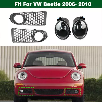 Front Bumper Fog Light Lamp W/ Bezel Grille Cover Kits For VW Beetle 2006-2010 • $100.92
