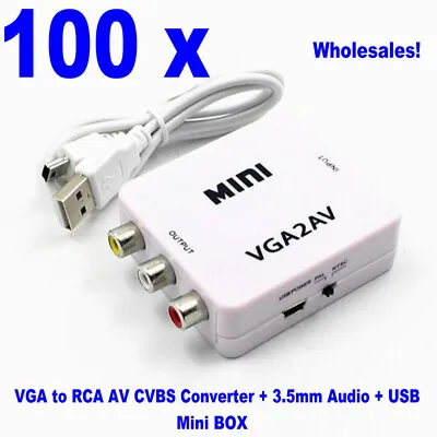 Wholesale 100pcs Mini VGA To AV CVBS RCA Converter VGA2AV Box + Audio + USB • $369.99