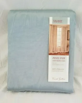 2 Pc Veranda Galleries Moire Blue Drape Panels (1 Pair) 108  X 96  NIP • $116