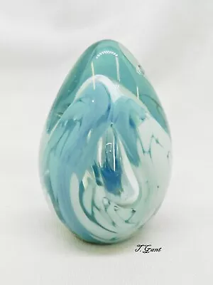 Original Mt. St. Helen's Ash Glass Egg Paperweight Volcanic Ash Pastel Blues • $24