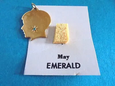 Vintage Mother-Grandmother Birthstone Charm From 1971 Display- May Emerald • $5