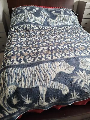 Vintage Vicuna Andes Peru 1950s Tiger Blanket Throw Reversible 72” X 86” • $131.64