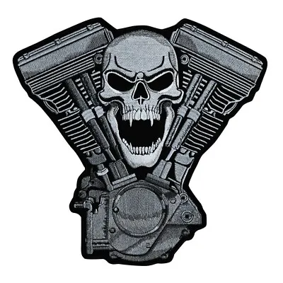 Skull Motorcycle Engine Motor Back Patch | Scary Biker Gang Motorcycle Club Logo • $14.99
