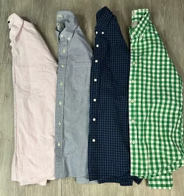 Lot Of 4 J.Crew Men Long Sleeve Cotton Shirts Sz Slim Fit Medium Blue White Grey • $35