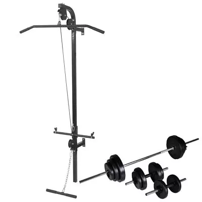 Wall Mounted Power Tower With Barbell And Dumbbell Set Workout Pull-Up Station • $290.95