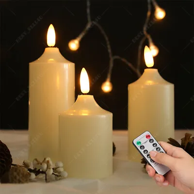 3PCS Flickering Flameless Battery Operated LED Candle W/ Timer Remote Control • $11.89