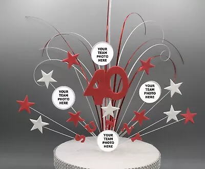 Arsenal Football Birthday Cake Topper Any Age Colours Stars On Wires 001 • £14.99