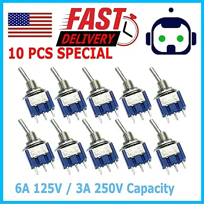 10 Pcs 3 Pin SPDT ON-ON 2 Position Mini Toggle Switches MTS-102 Red • $5.99