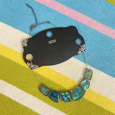 £8 • Buy M&S Marks & Spencer Mother Of Pearl Bib Collar Necklace Teal Turquoise Blue