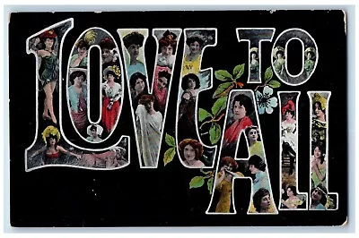 1909 Love To All Woman Large Letters Quakertown Pennsylvania PA Antique Postcard • $9.72