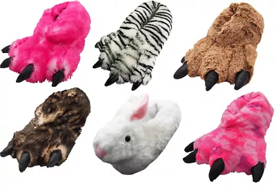 Mens Womens Unisex Soft Plush Fun Winter Animal Claw Paw Feet Indoor Slippers • $26.30