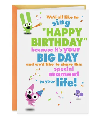 Hallmark Birthday Card ~ Hoops & YoYo Sound & Light Animated Cartoon Singing • $7.99