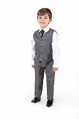 Boys Suits 4 Piece Waistcoat Suit Wedding Page Boy Baby Formal Party 4 Colours • £18.99