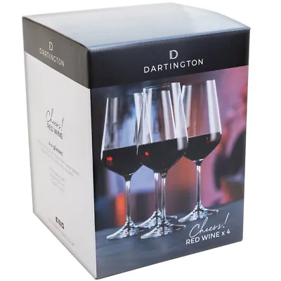 Dartington Crystal Red Wine Glasses Cheers! Collection 4 Pack Dishwasher Safe • £22.99