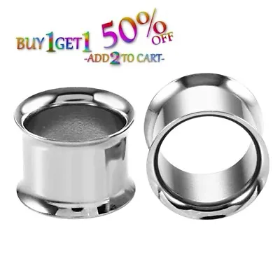 $6.84 • Buy Pair 8g-50mm STAINLESS STEEL DOUBLE FLARE TUNNELS Gauges Solid Body Plugs 2087