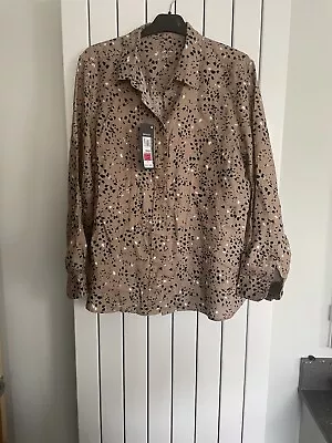 Marks & Spencer Beige Spot Pure Linen Blouse Size 18 New With Tag • £8