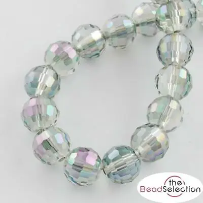 CLEAR RAINBOW AB FACETED ROUND CRYSTAL GLASS BEADS SUN CATCHER 8mm 6mm  • £2.89