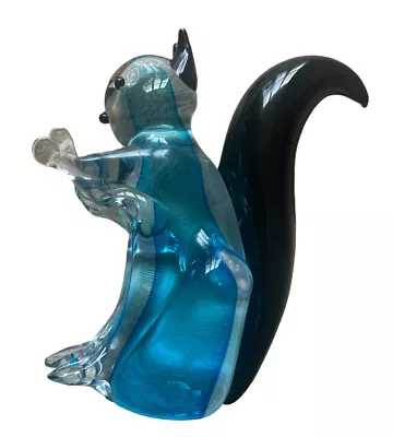 Archimede Seguso Squirrel Figurine Murano Crystal Art Glass Black Blue Clear VTG • $139.99