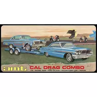 AMT 1223 Cal Drag Combo 1964 Galaxie AWB Falcon & Trailer 1:25 Scale Model Plas • $114.99
