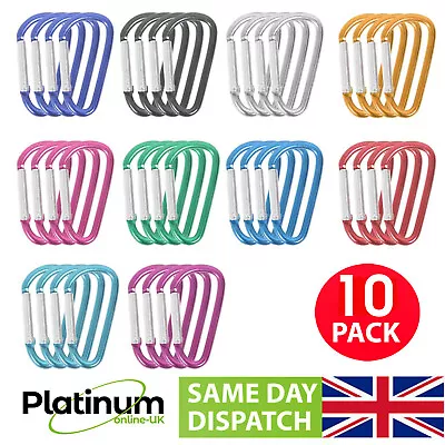 £3.25 • Buy 10x Heavy Duty Carabiner Clip Hook D-Ring Screw Lock Outdoor Rock Buckle Keyring
