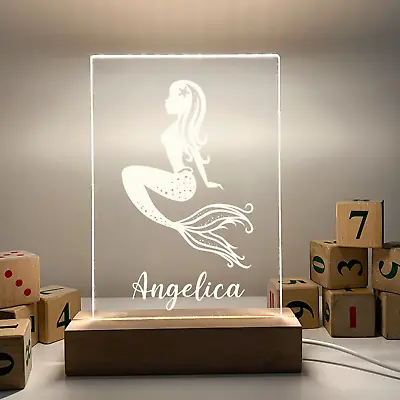 Personalized LED Light Up Desk Lamp Wood Base Stand Girls UNICORN Gift For Her • $19.95