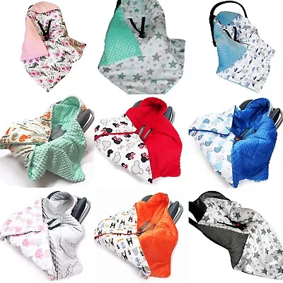 HOODED BABY FILLED BLANKET CAR SEAT Reversible COSYTOES All Season Cuddle Plush  • £26.99