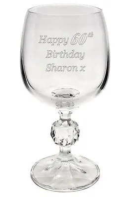 Personalised Engraved 8oz Crystal Wine Glass 40th 50th 60th Birthday Gift  • £10.99