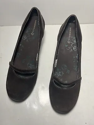 Merrell Women’s Suede Leather Wedge Slip On Heels Shoes 11 Brown Petunia Walnut • $37.99