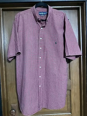 Mens RL Polo Collared Button Dress Shirt Red Blk Wht SZ2XLT Exc Cond. • $12