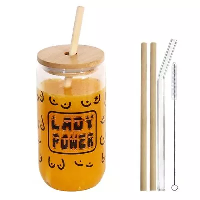 16 Oz Iced Coffee Cup With Bamboo Lids And Straws Mason Jar Cups And Iced Cof... • $13.76