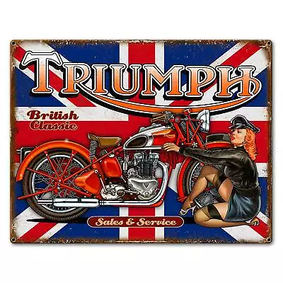 Vintage Style Metal Sign Triumph Bike 23 X 30 • $101.95