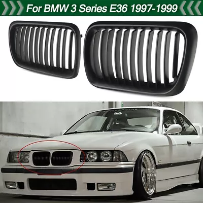 Matte Black Front Kidney Grille Grill For BMW E36 318i 323i 328i 323i M3 1997-99 • $28.99