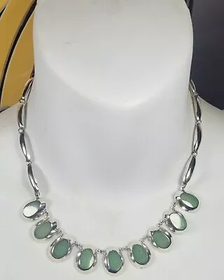 Taxco Necklace Sterling Silver Inlaid Stones 16  Long 25.46 Grams Dangle Mexico • $125