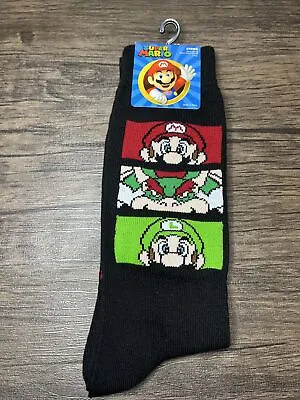 Super Mario Socks Size 10-13 Mens Crew Socks Shoe Size 6.5 - 12 NES Luigi • $9.99