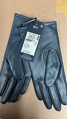 M&s Women Leather Gloves Blue Polyester Lining Warm Rrp19.50 • £12.99