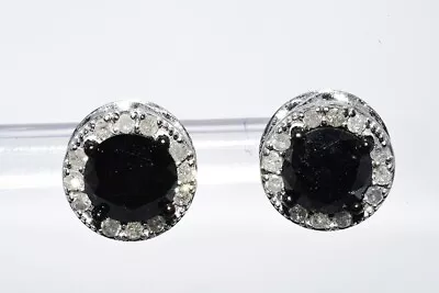 £42.46 • Buy $1,800 4.00ct Round Cut Black & White Diamond Cluster Halo Earrings .925 Silver