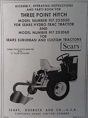 Sears 3-Point Hitch & Disc Harrow Implement Garden Tractor Owner & Parts Manuals • $43.99