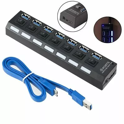 7 Ports USB 3.0 HUB Super Speed 5Gbps Extension Charger Adapter Switch For PS4 • $23.99