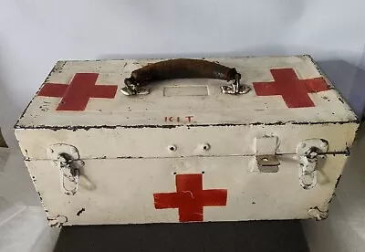 Vintage Red Cross First Aid Kit Metal Box 16  Long (E) • $199