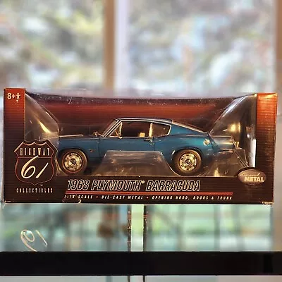 Highway 61 1968 Plymouth Barracuda 1:18 Scale Diecast Model Car Blue • $12.50