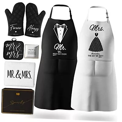 Mr And Mrs Aprons For Couples Gifts - Anniversary Bridal Shower 8 PACK • £22.66