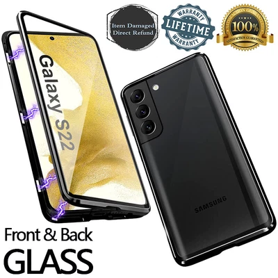 $13.99 • Buy For Samsung S22 S21 S20 FE S10e S9 S8 FRONT+BACK Glass Magnetic Case Metal Cover